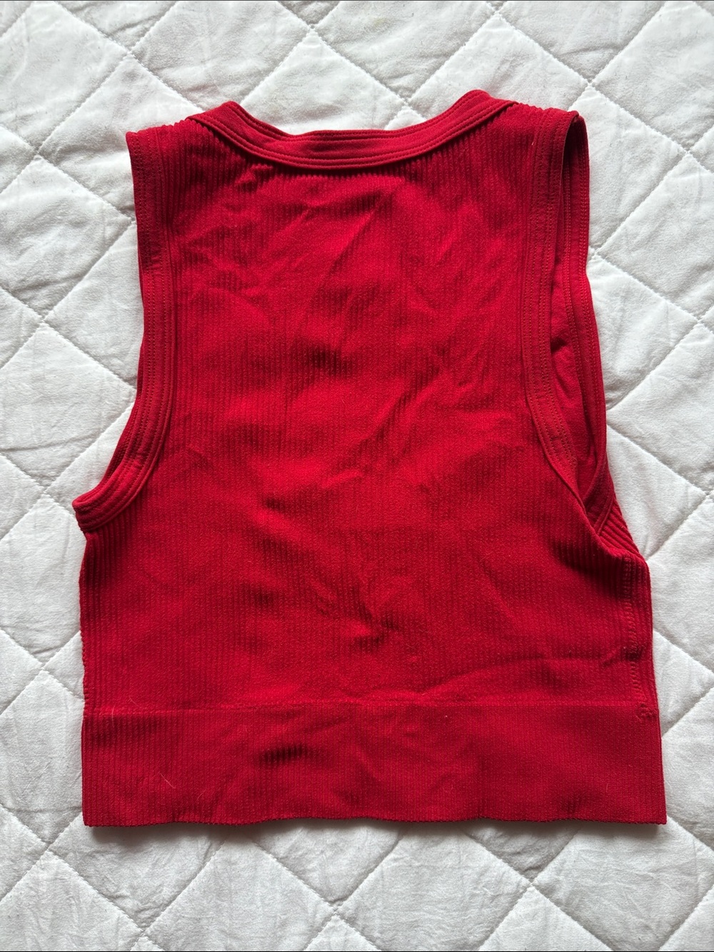 Garage Red Ribbed Cropped Tank Top - Picture 2 of 2